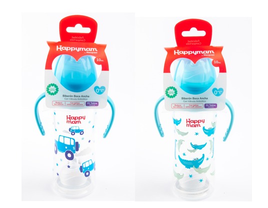 BIBERON BOCA ANCHA X10 ONZ DOBLE TETINA HAPPYMAM NIÑO